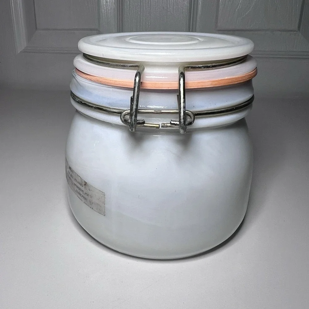 Vintage Milk Glass Wheaton Lidded Jar Canister Bale Clamp Locking Rubber Gasket‎